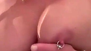 Pee in the Glass and Pouring Pee Over Myself and My Big Tits and Little Tease Pee From My Nipples