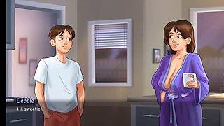 Cartoon stepmom with huge breasts plays and showers with Judith in a summer saga