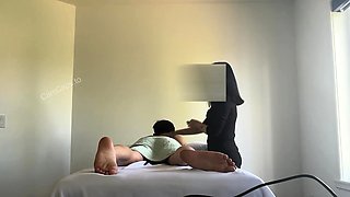 Beautiful brunette caught fucking on hidden cam massage