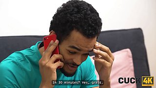 Cuck4k. pregnant blondie with cute natural figure is fucking a stranger in front of her hubby