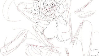 Elf tied with a vibrator and geisha balls and fishnet stockings