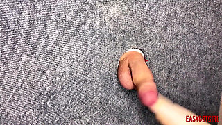 I Took a Close-up Shot of Glory Hole - Spanking My Feet on the Cock and Balls of a Slave Easycbtgirl