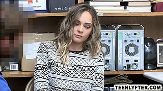 Adorable blonde teenager shoplifter tied & pounded