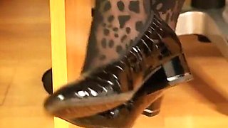 Leopard Tights & Black Pumps - Slow Shoeplay & Dangling Seduction