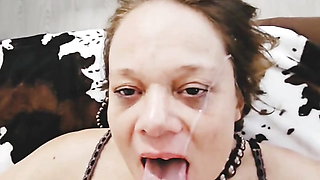 compilation of a milf who receives facial cumshots and loves it