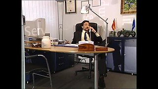 Beautiful Sexy Secretary with Hairy Pussy Fucked and Cummed in Mouth by Monster Cock