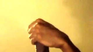 Black guy jacks off his big cock and cums hard