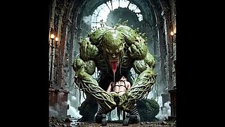 AI Dungeon Sluts 57: Kleio Fucked By Moss Monster With AI Voice - Big Cock Blowjob & Deep Throat Teen