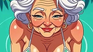 Flirty Animated Grandma in Bikini