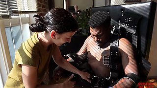 Interracial blowjob fuck jerk and facial at gloryhole