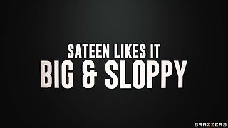Sateen Likes It Big & Sloppy With Nathan Bronson, Queenie Sateen - Brazzers