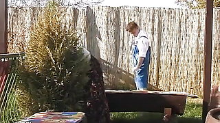 Granny sex in the garden