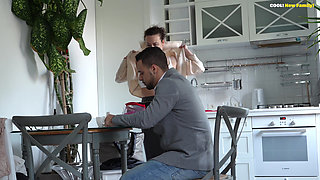 Mom Is Shopping, Sexy Stepdaughter and Hot Girlfriend Are Having Anal Sex with Her Lover!