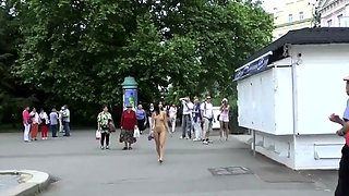 Teen model Nika Nikola naked in public