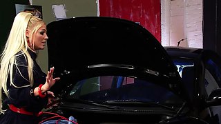 Nymphomaniac Big Boobs Car Mechanic MILF seduce to Fuck