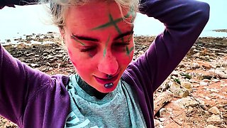 Outdoor BJ and Facial Slut Takes a Load in Public