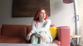 Busty Redhead Teen Strips At Casting