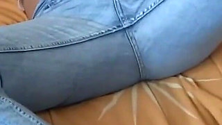 Touching Herself Under Her Pants Before Masturbating and Fucking Her Young Lovers