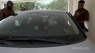 Brasilian pornstar Larissa Leite 4 on 1 DAP with big cocks, DP