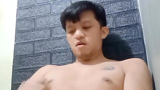 Young Asian Twink's second wank of the day, cum is still going