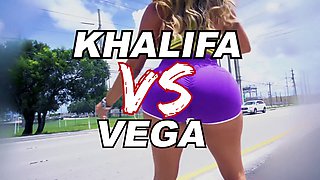 Mia Khalifa and Julianna Vega take on a big ass monster in a hardcore Muslim vs Arab wrestling match!