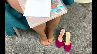 Mrs Mature Feet wearing her used Pantyhose for the last time