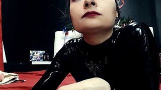Latex slut solo anal masturbation