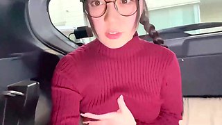 Japanese 40 yo MILF Rina Takase masturbates in the backseat