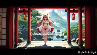 Morning Sex: Fuck a Kitsune Fox Girl in Yukata and Cover Her Hairy Pussy in Cum