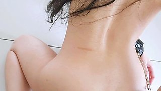 Blonde tight pussy babe solo toy fun in glamour masturbation