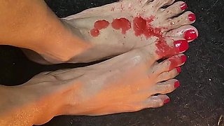 Really Nice Tiny Feet with Red Long Toes with Candle Wax