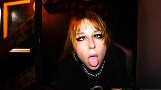 Teen freak sucks cock clean after raw pussy drilling session