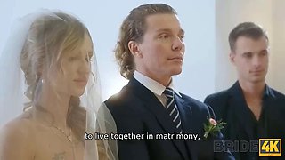 BRIDE4K. Guests cant hide emotions when they see hot bride fucking in adult video