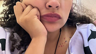 Gassy Milk-intolerant Girl on the Toilet and Farting