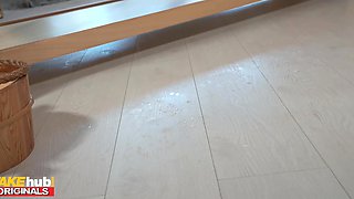 A shy milf lady does massage for the rascal who wants to fuck her with his big cock instead