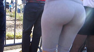 perfect sexy teen round booty grey pants