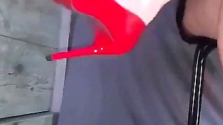 Pale Legs Red Heels and Hard Toe Tapping.