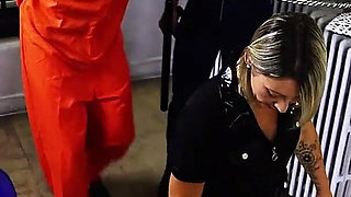 Pt1 Slave Training in a Basement & Double Domination: Sissy Fucked, Slave Whipped - Mistress Julia & Diane K