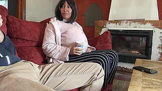 Pregnant Stepmother Touching Her Virgin Stepsons Cock for the First Time