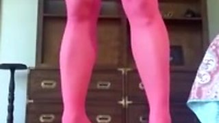 Crossdresser in Sexy Pink Lingerie