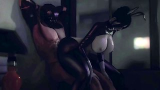 3d cartoon French fantasy - Man wields bold prowess to satisfy lusty woman in fiery
