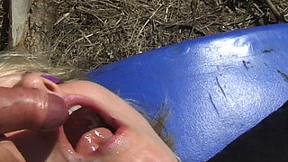 Tattooed French Bitch Eats Cum After Hot Nature Fuck