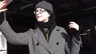 GERMAN SCOUT - Black Hair PAWG Glasses Girl Melli Venom Pick Up for First Casting Fuck in Berlin