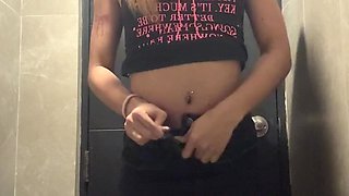 quick undressing in a public bathroom again