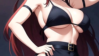 Hot anime girl with big ass and huge tits seducing