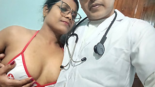 Indian Cute Nurse Nisha Blowjob Riding Hot Sex and Creampied Pussy Secretly with Doctor Sharma