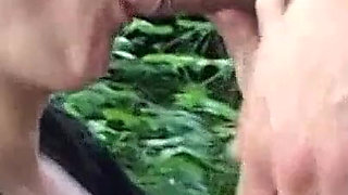 Horny brunette gets banged by two guys