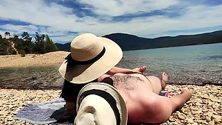 Naughty couple fucked on a public nude beach