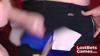 Big Tits Blonde MILF Threesome with Redhead Babe - HD Game Bet Stripping Fetish