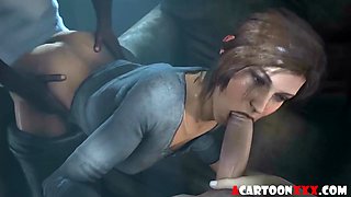 Lara Croft gets deeply fucked in her pussy by lots of men in gangbang session